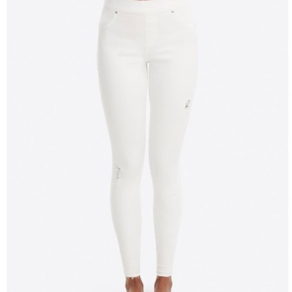 NWT SPANX DISTRESSED SKINNY White JEANS XL 14-16 - Picture 3 of 9